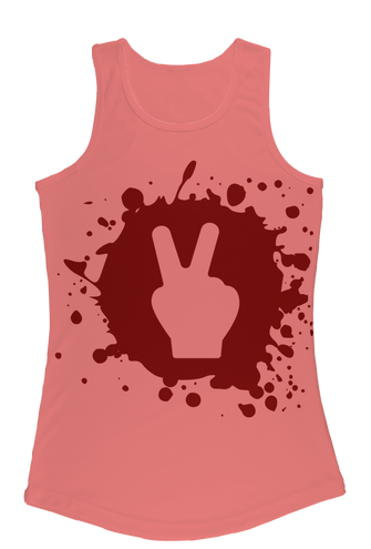 Hand Peace Sign Splat Ink Women Performance Tank Top