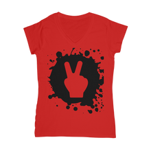 Hand Peace Ink Classic Women's V-Neck T-Shirt