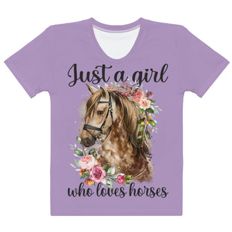 Women's T-shirt Girl Who Loves Horses Purple