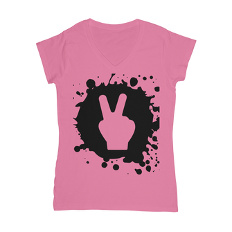 Hand Peace Ink Classic Women's V-Neck T-Shirt